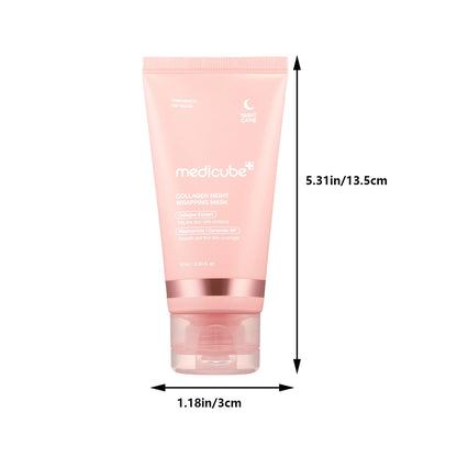 Medicube Collagen Overnight Wrapping Peel Off Facial Mask Pack - Elasticity & Hydration Care, Reduces Sagging & Dullness - Hydrolyzed Collagen For Glowing Skin - Korean Skin Care, 2.53 fl.oz