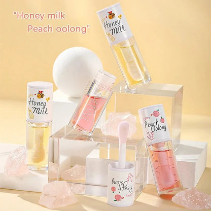 White Peach and Honey Lip Essential Oil Durable Moisturizer Anti-Crack Anti-Dry White Honey Essential Oil Lovely Big Brush Head