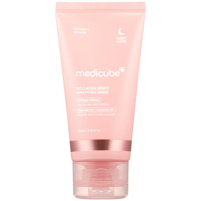 Medicube Collagen Overnight Wrapping Peel Off Facial Mask Pack - Elasticity & Hydration Care, Reduces Sagging & Dullness - Hydrolyzed Collagen For Glowing Skin - Korean Skin Care, 2.53 fl.oz